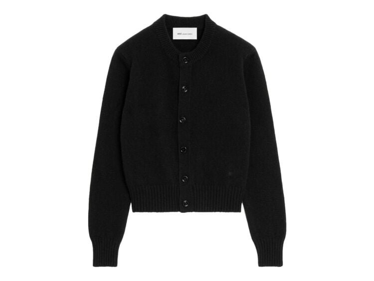 Ami Paris Ami De Coeur Crewneck Cashmere Cardigan Black (W)