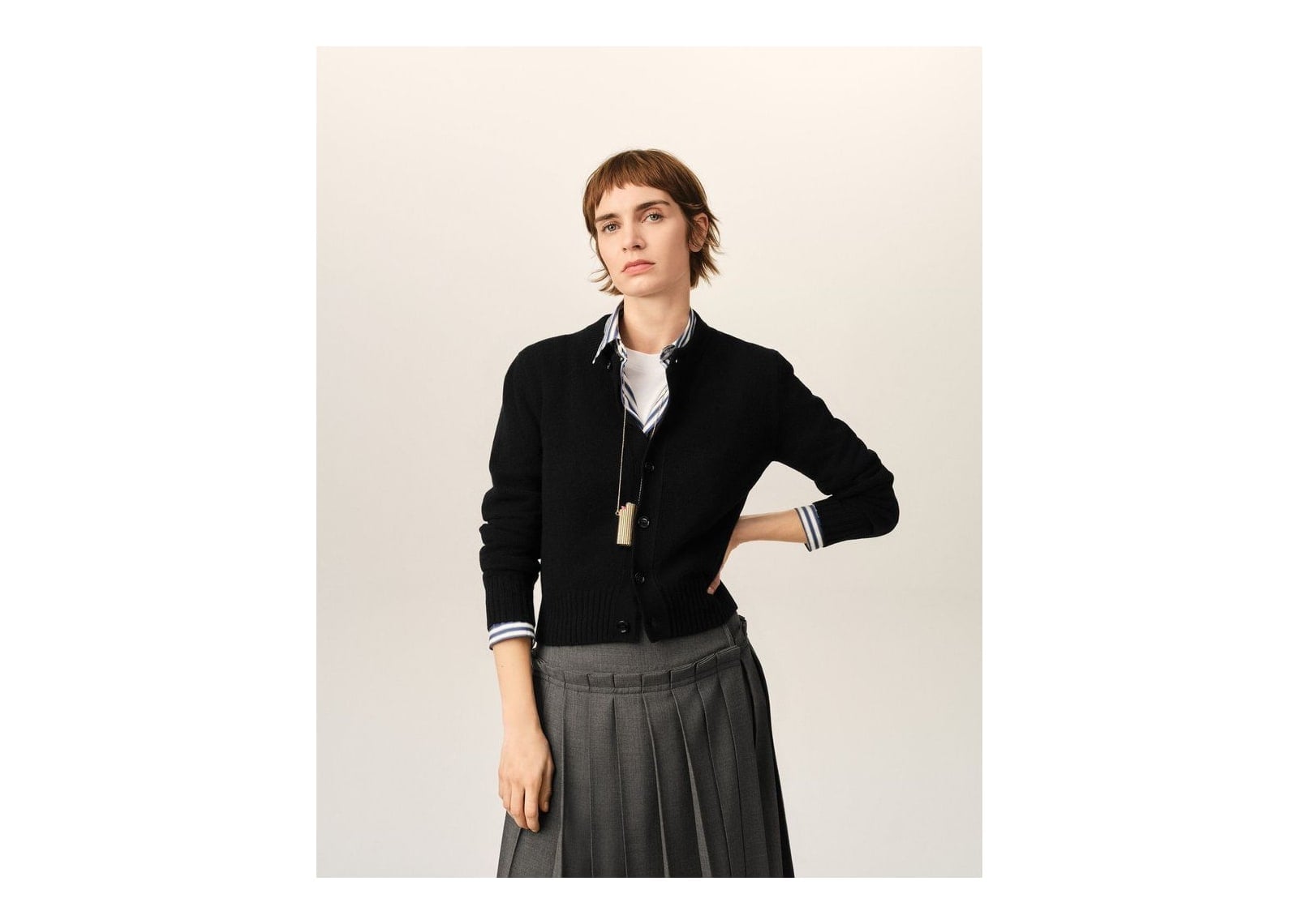 Ami Paris Ami De Coeur Crewneck Cashmere Cardigan Black (W) - görsel 2