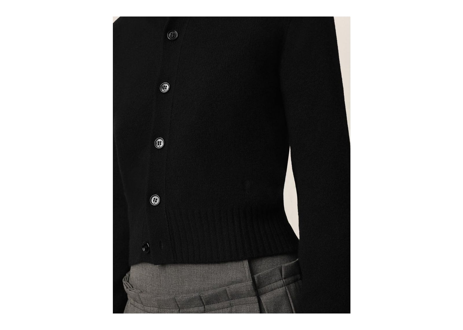 Ami Paris Ami De Coeur Crewneck Cashmere Cardigan Black (W) - görsel 4