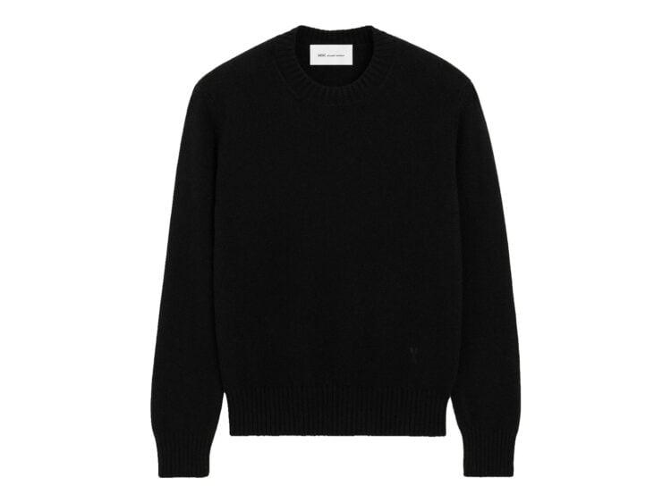 Ami Paris Ami De Coeur Crewneck Cashmere Sweater Black