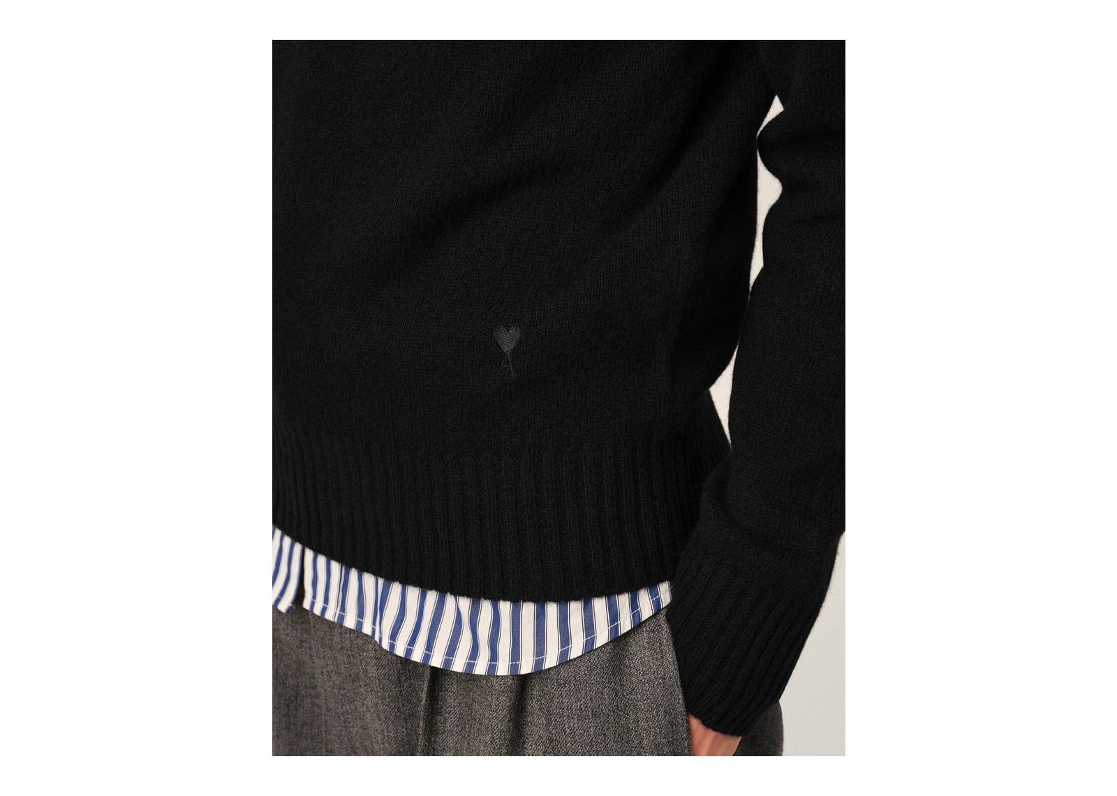 Ami Paris Ami De Coeur Crewneck Cashmere Sweater Black - görsel 4