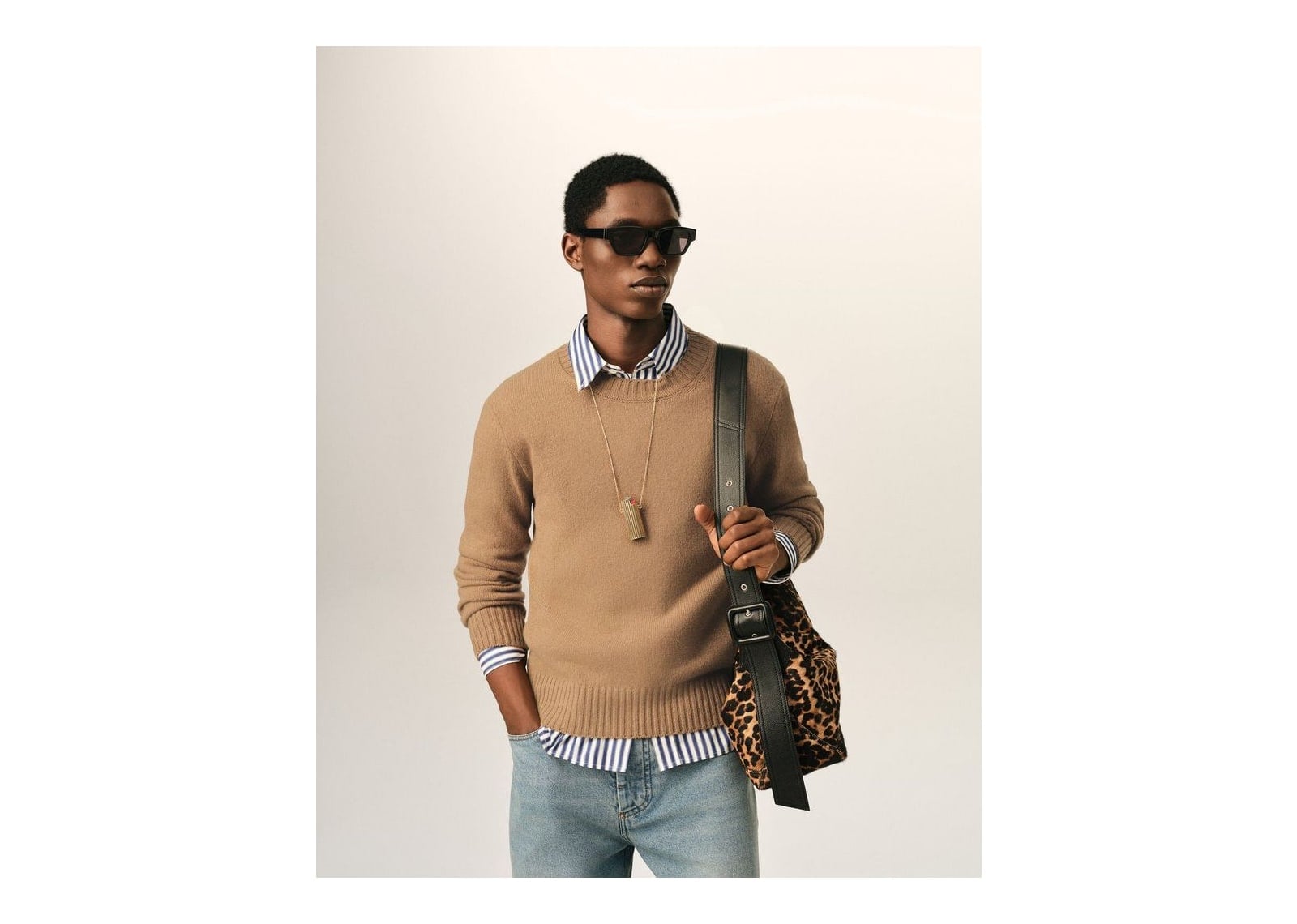 Ami Paris Ami De Coeur Crewneck Cashmere Sweater Camel - görsel 2