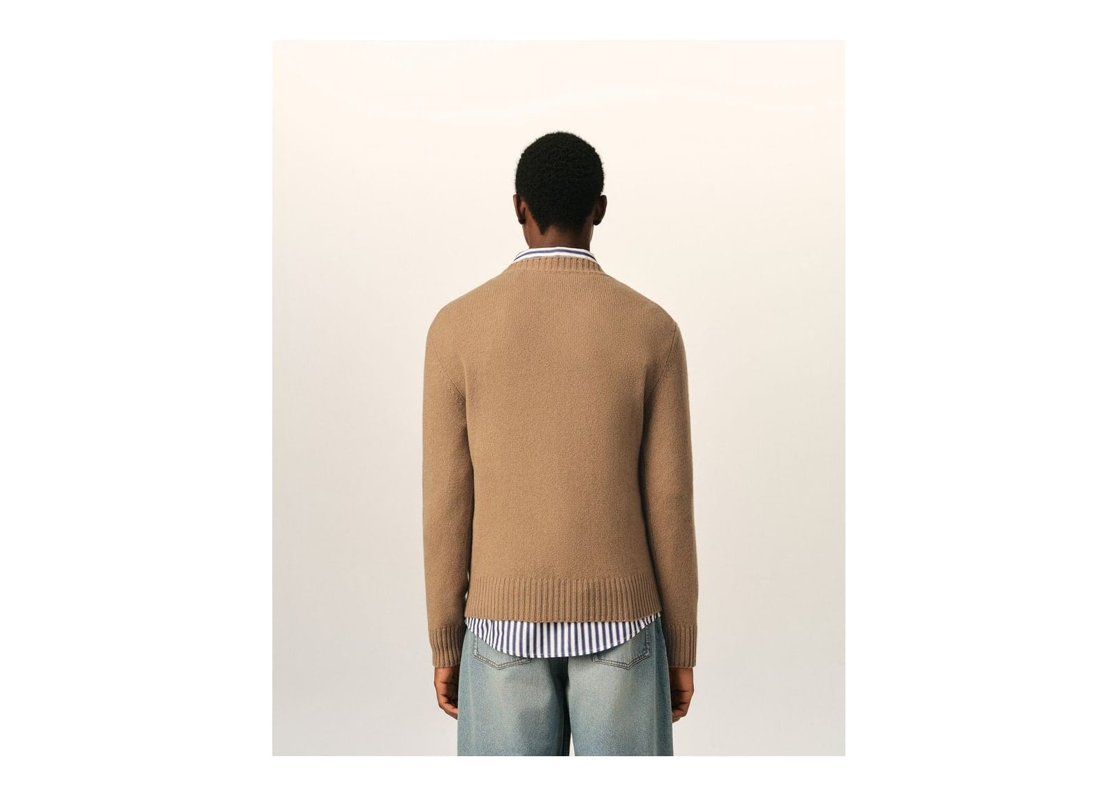 Ami Paris Ami De Coeur Crewneck Cashmere Sweater Camel - görsel 5