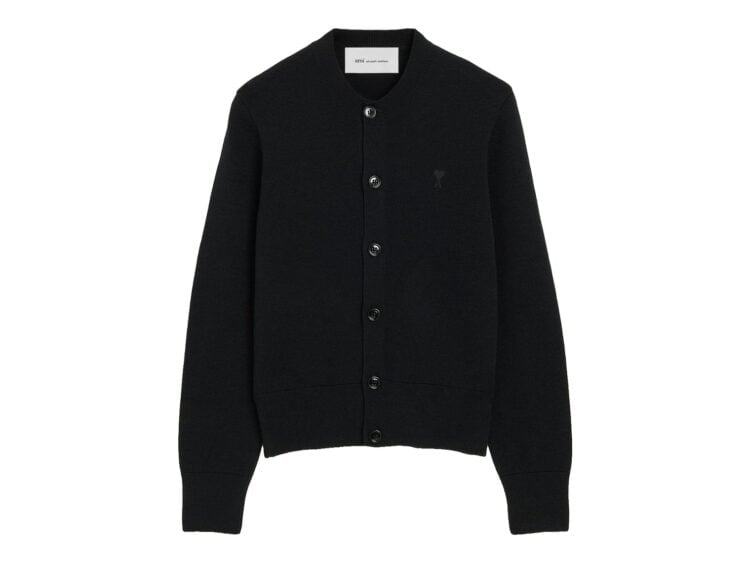 Ami Paris Ami De Coeur Crewneck Wool Cardigan Black/Black (W)
