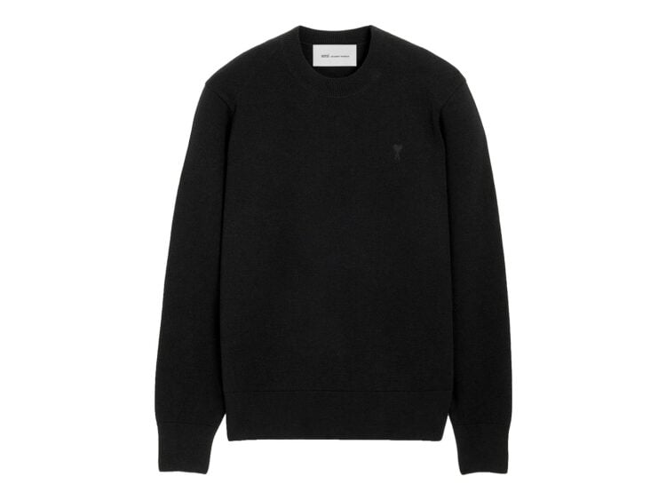 Ami Paris Ami De Coeur Crewneck Wool Sweater Black/Black