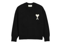 Ami Paris Ami De Coeur Crewneck Wool Sweater Black/Off White