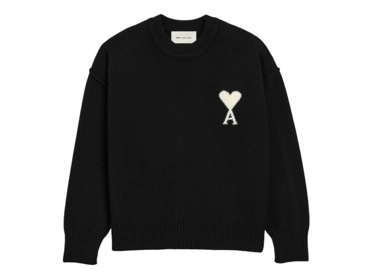 Ami Paris Ami De Coeur Crewneck Wool Sweater Black/Off White