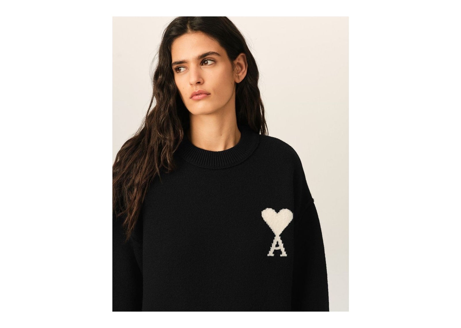 Ami Paris Ami De Coeur Crewneck Wool Sweater Black/Off White - görsel 10