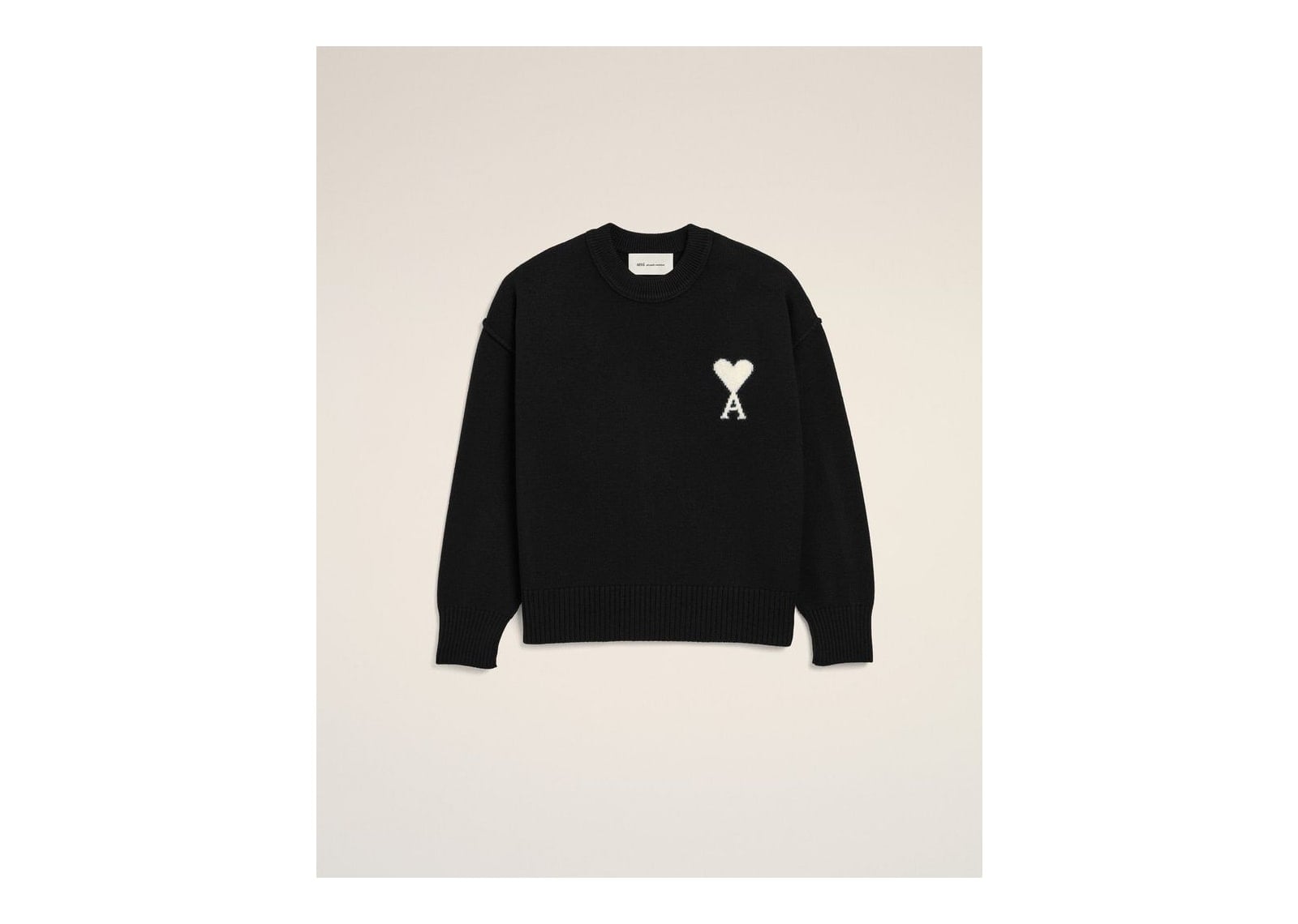 Ami Paris Ami De Coeur Crewneck Wool Sweater Black/Off White - görsel 7