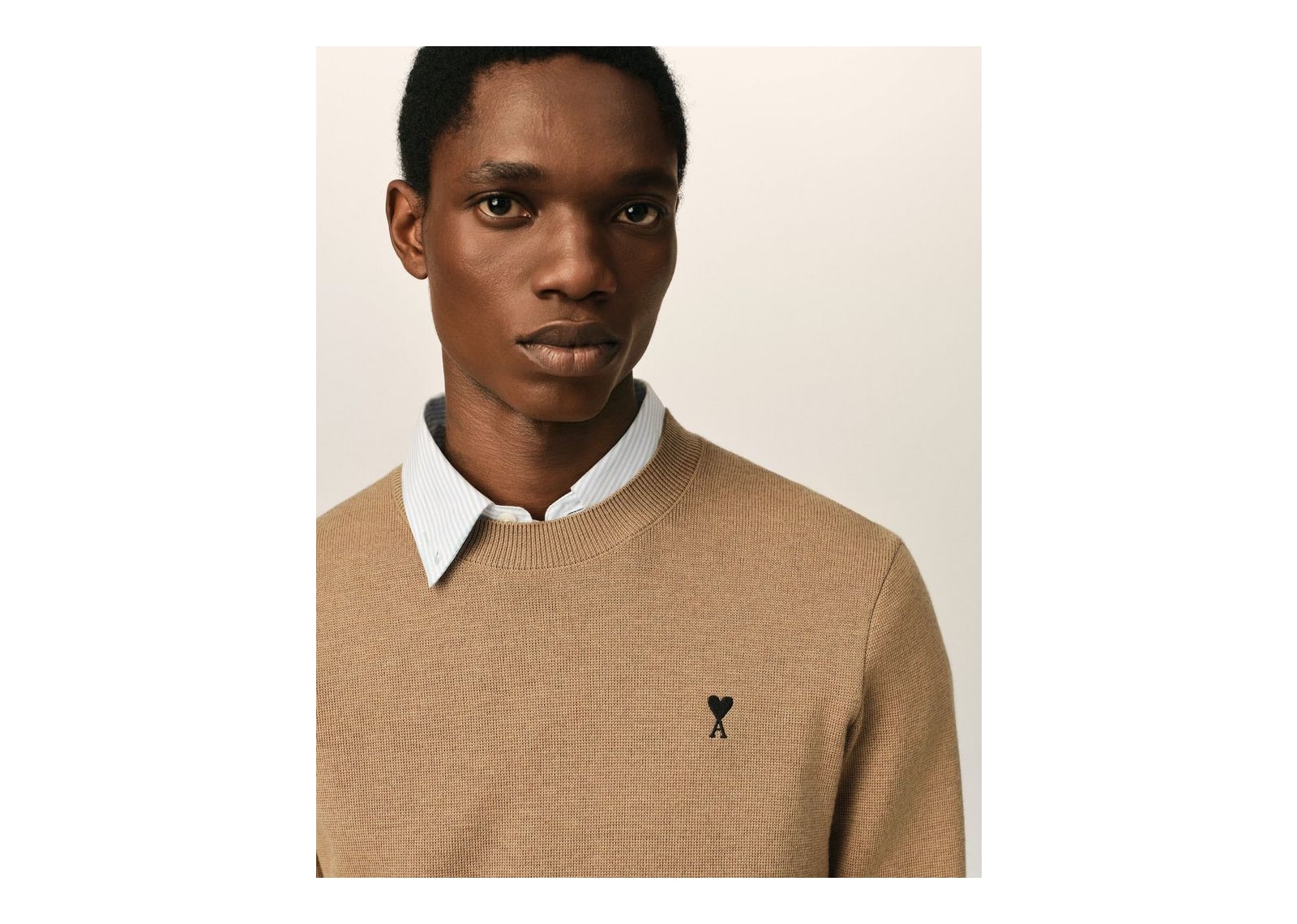Ami Paris Ami De Coeur Crewneck Wool Sweater Camel Chine/Black - görsel 4