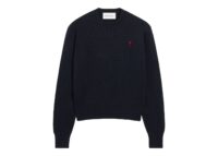 Ami Paris Ami De Coeur Crewneck Wool Sweater Navy/Red
