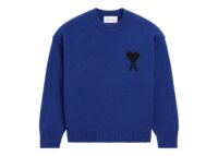 Ami Paris Ami De Coeur Crewneck Wool Sweater Royal Blue/Black