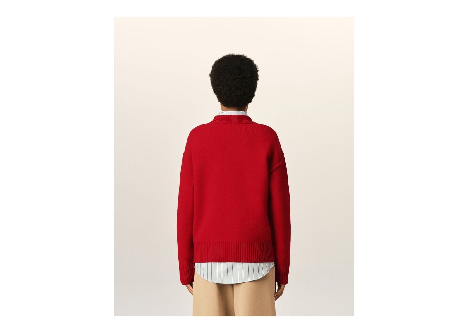Ami Paris Ami De Coeur Crewneck Wool Sweater Ruby Red/Black - görsel 11