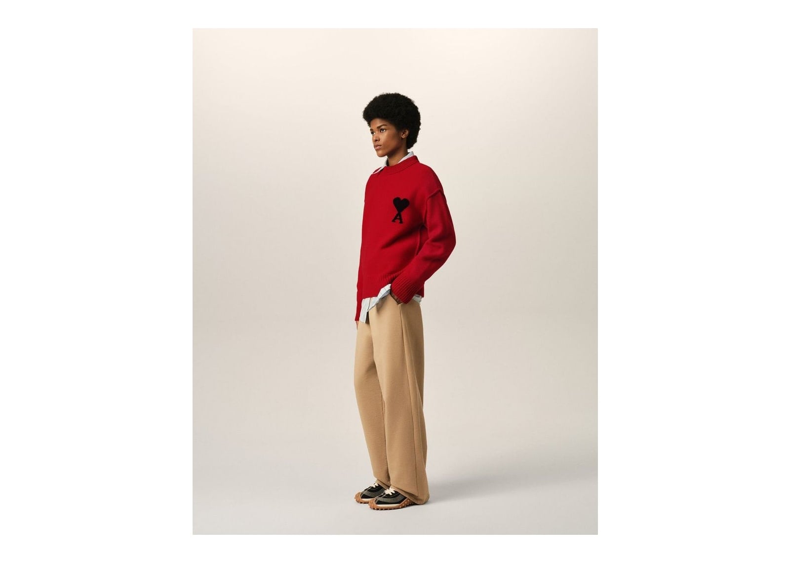 Ami Paris Ami De Coeur Crewneck Wool Sweater Ruby Red/Black - görsel 12