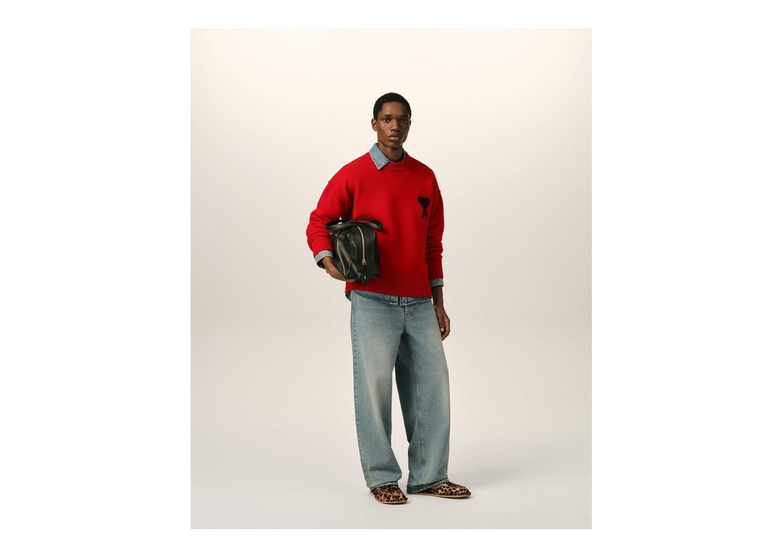 Ami Paris Ami De Coeur Crewneck Wool Sweater Ruby Red/Black - görsel 3