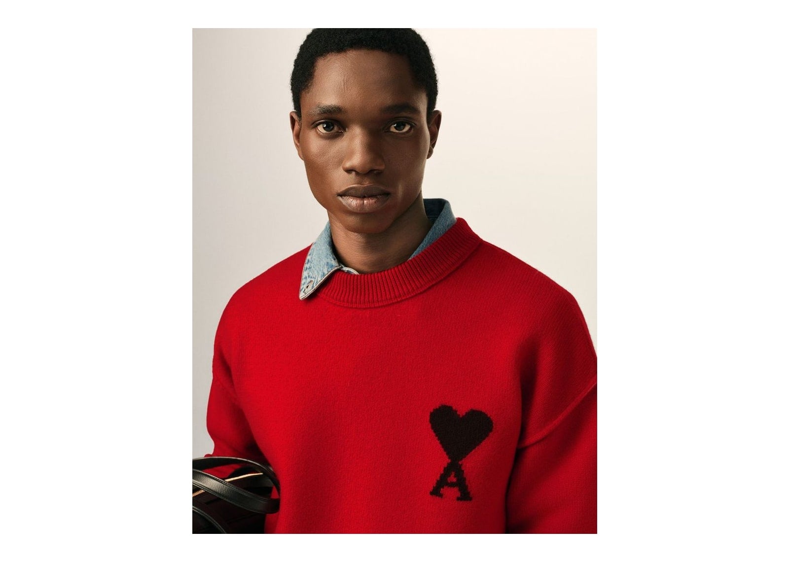 Ami Paris Ami De Coeur Crewneck Wool Sweater Ruby Red/Black - görsel 4
