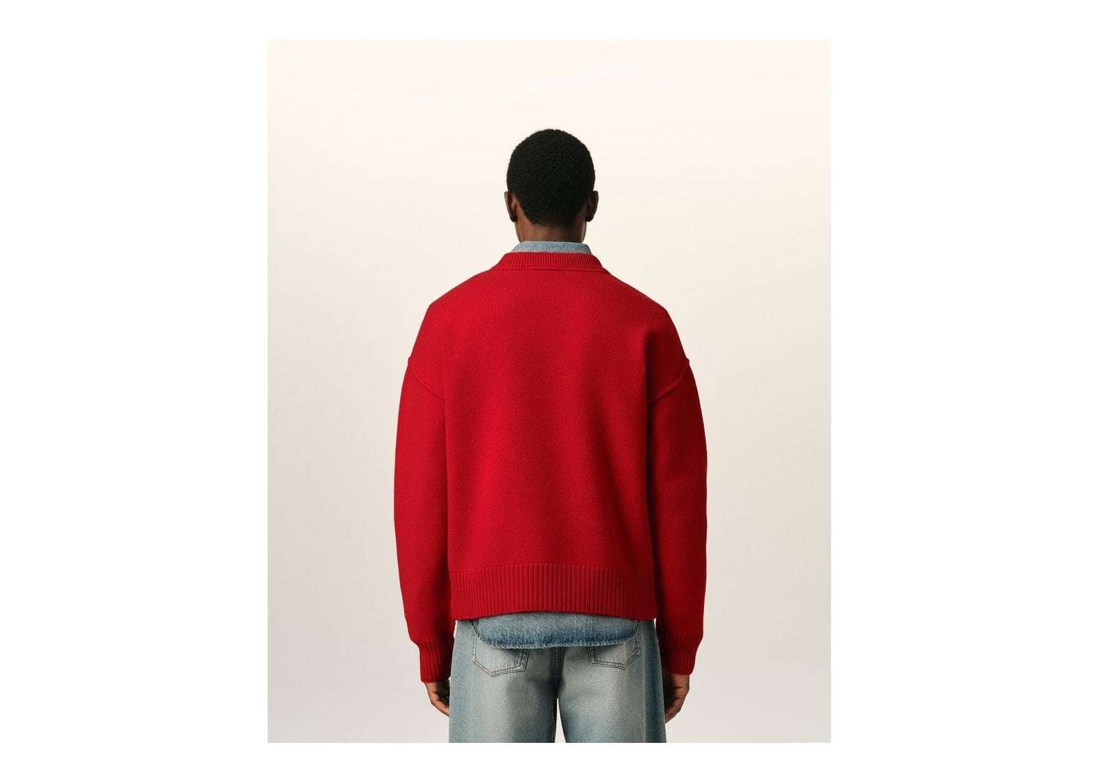 Ami Paris Ami De Coeur Crewneck Wool Sweater Ruby Red/Black - görsel 5
