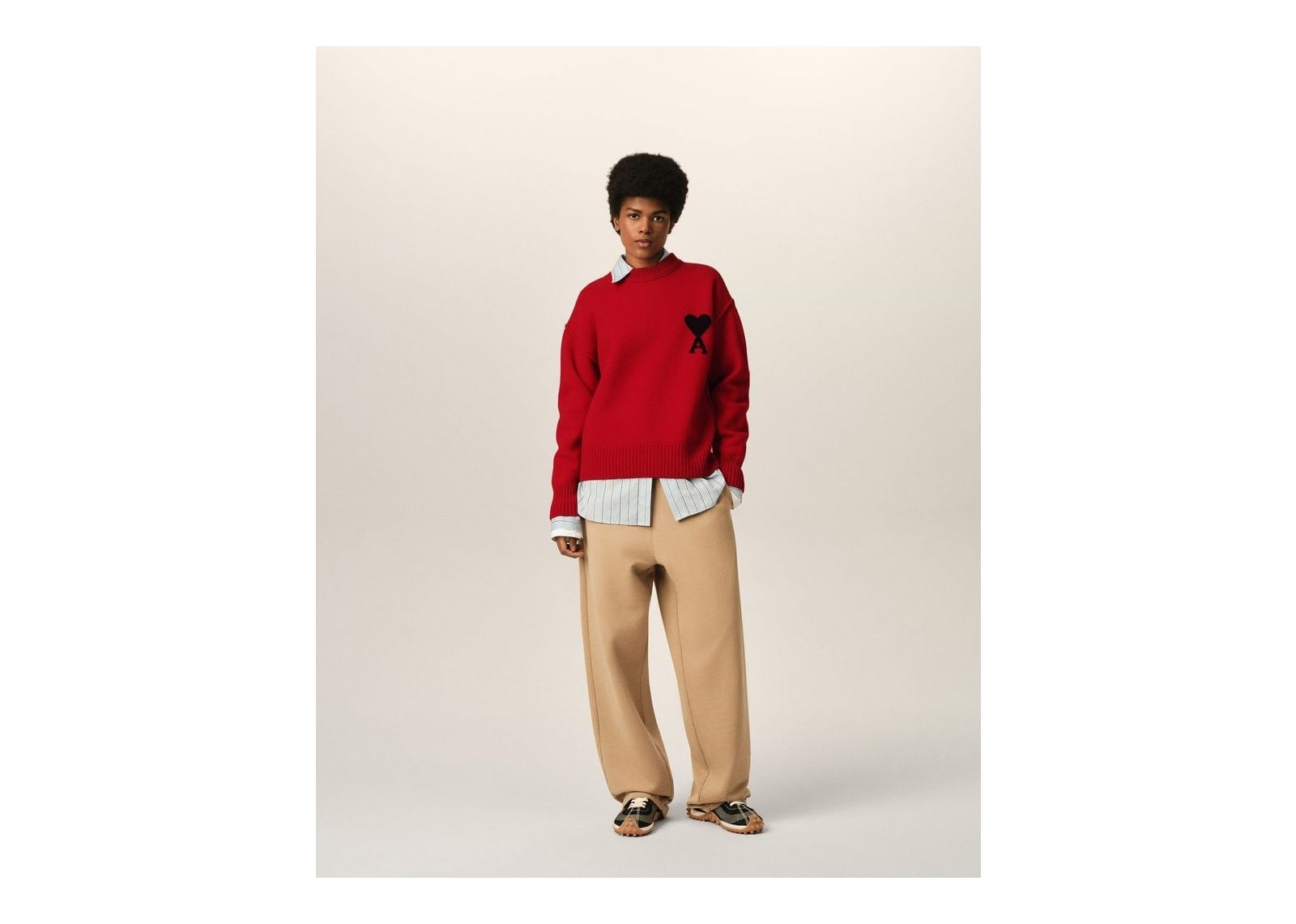 Ami Paris Ami De Coeur Crewneck Wool Sweater Ruby Red/Black - görsel 9