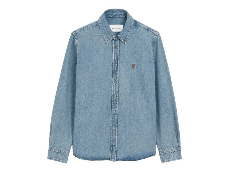 Ami Paris Ami De Coeur Denim Shirt Used Blue