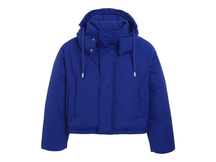 Ami Paris Ami De Coeur Hooded Nylon and Cotton Down Jacket Royal Blue