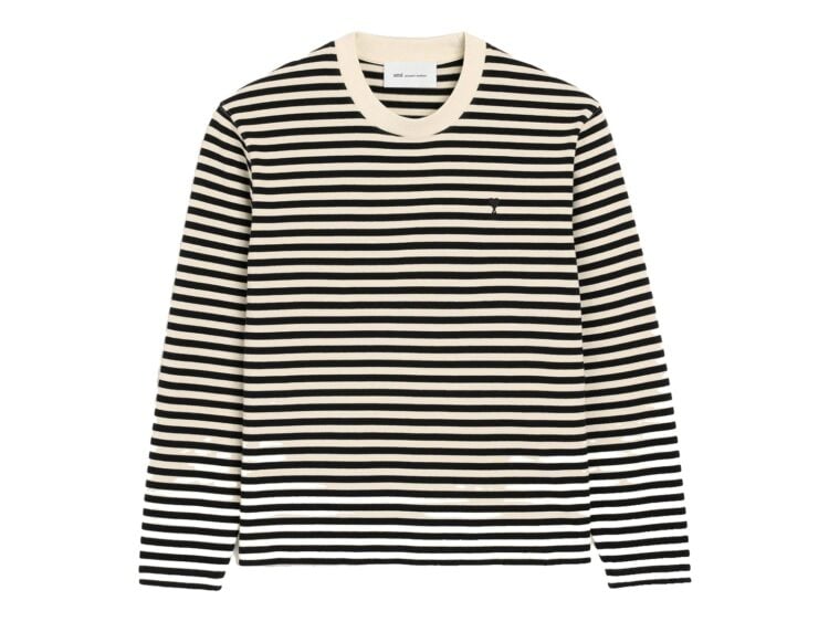 Ami Paris Ami De Coeur Mariniere Cotton T-Shirt Black/Ivory