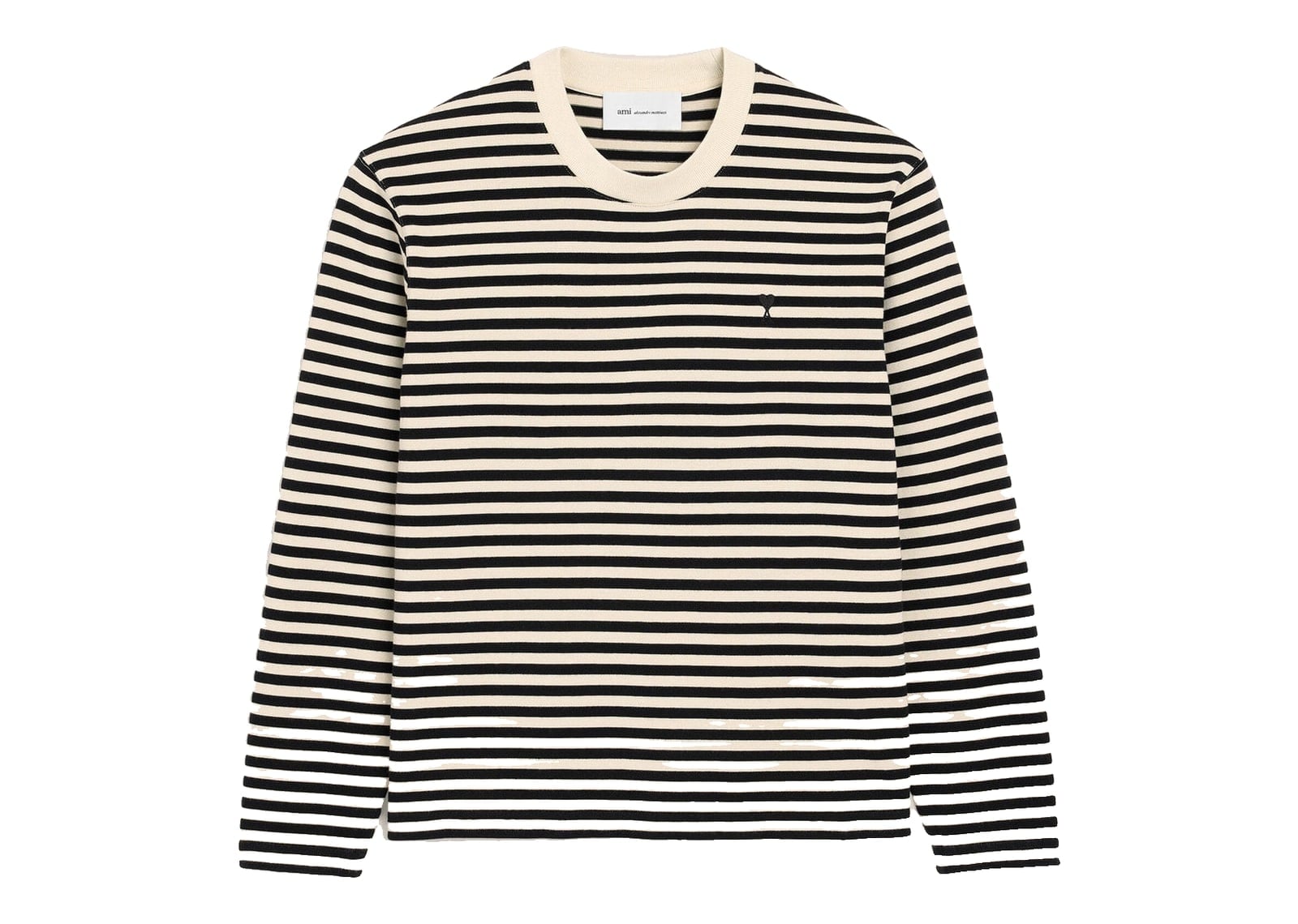 Ami Paris Ami De Coeur Mariniere Cotton T-Shirt Black/Ivory