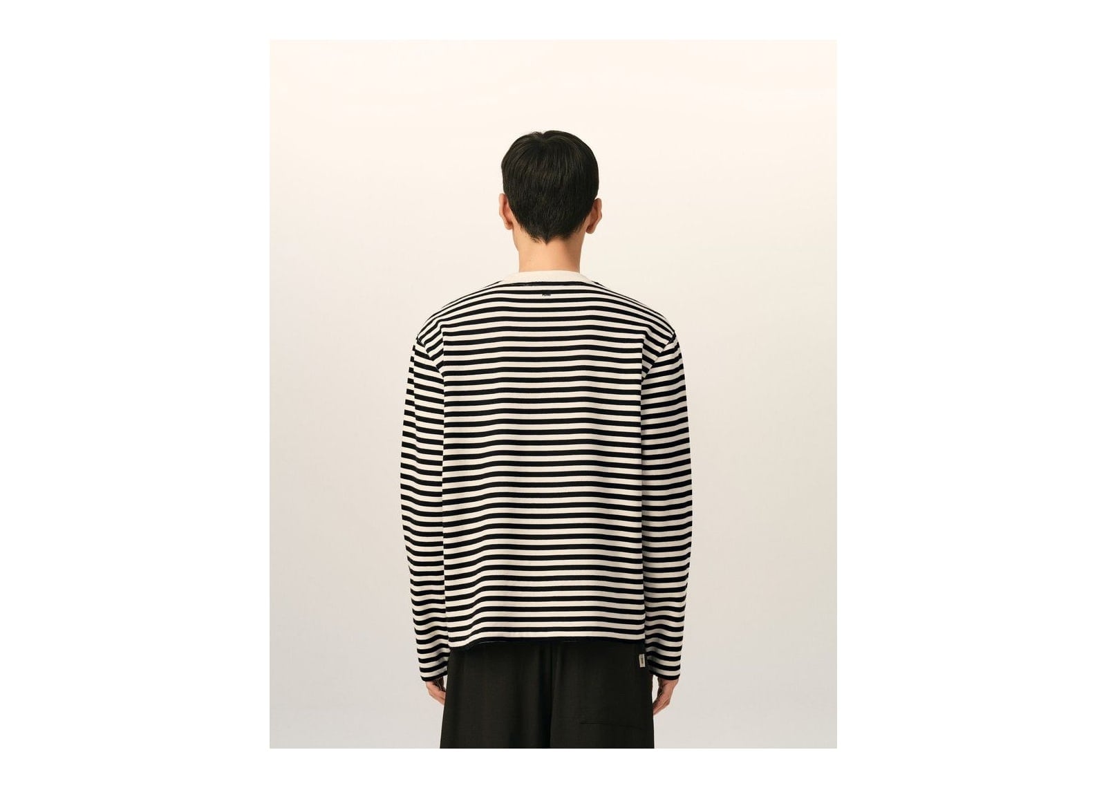 Ami Paris Ami De Coeur Mariniere Cotton T-Shirt Black/Ivory - görsel 5