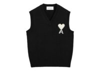 Ami Paris Ami De Coeur Sleeveless Wool Sweater Black/Off White