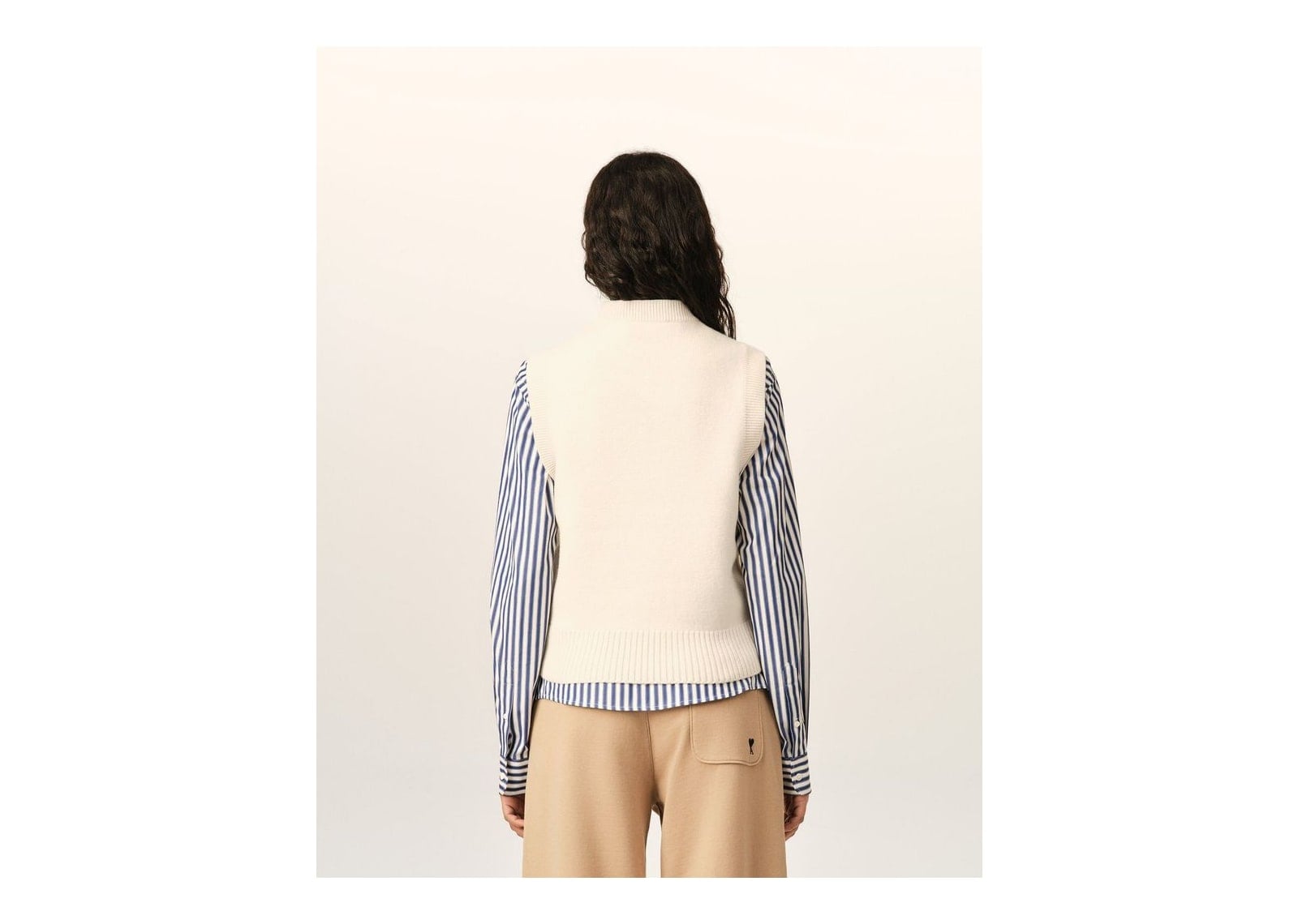 Ami Paris Ami De Coeur Sleeveless Wool Sweater Off White/Black - görsel 11