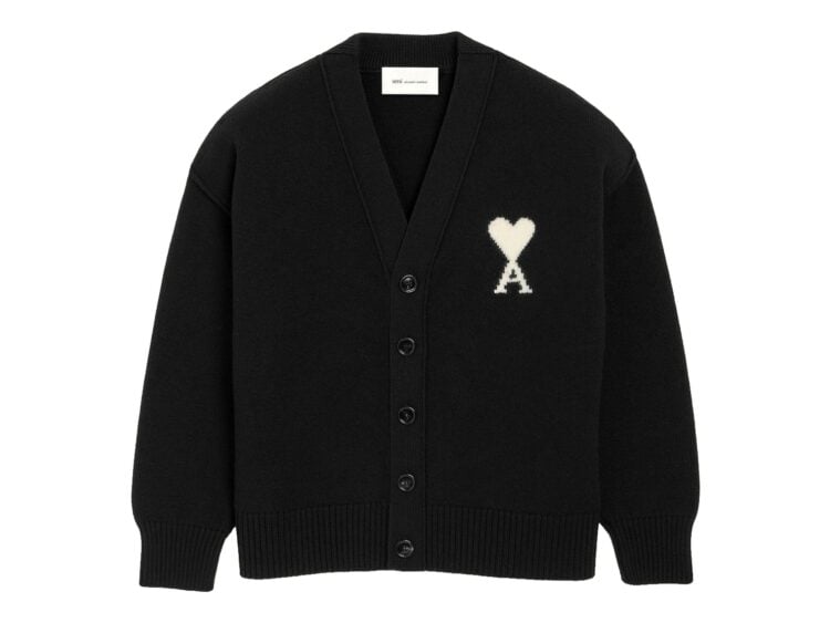 Ami Paris Ami De Coeur Wool Cardigan Black/Off White