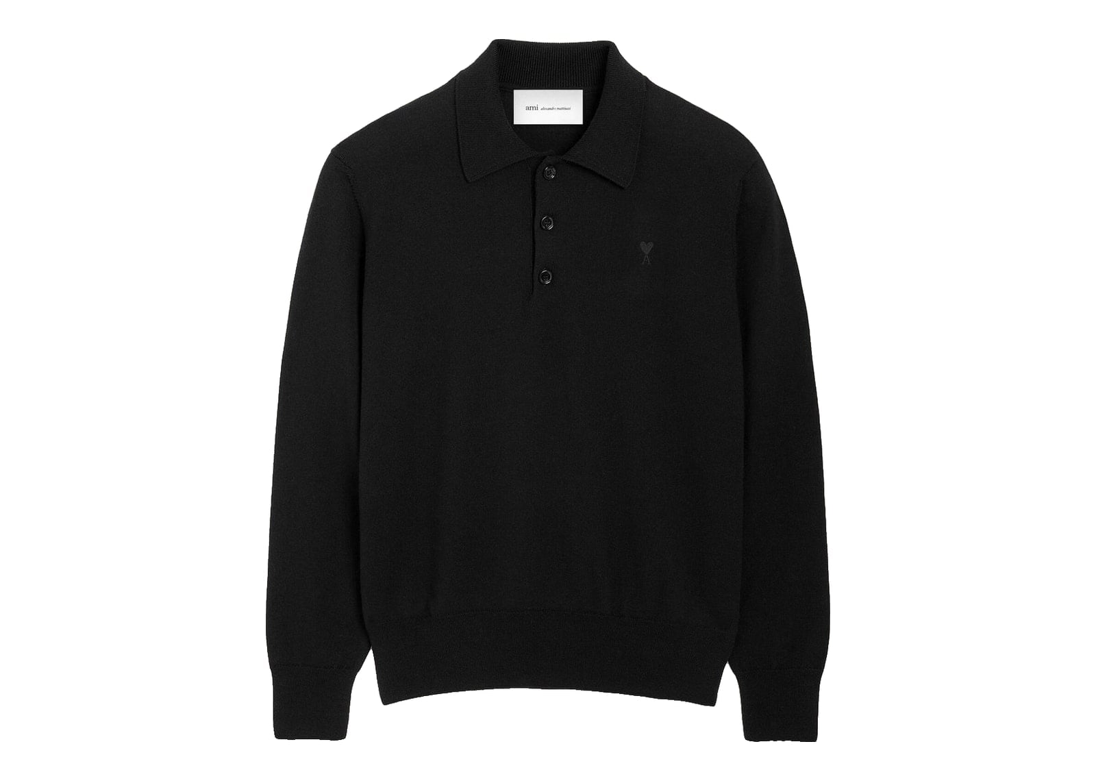 Ami Paris Ami De Coeur Wool Polo Black/Black