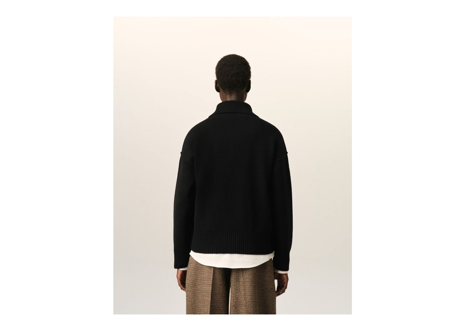 Ami Paris Ami De Coeur Wool Polo Black/Off White - görsel 11