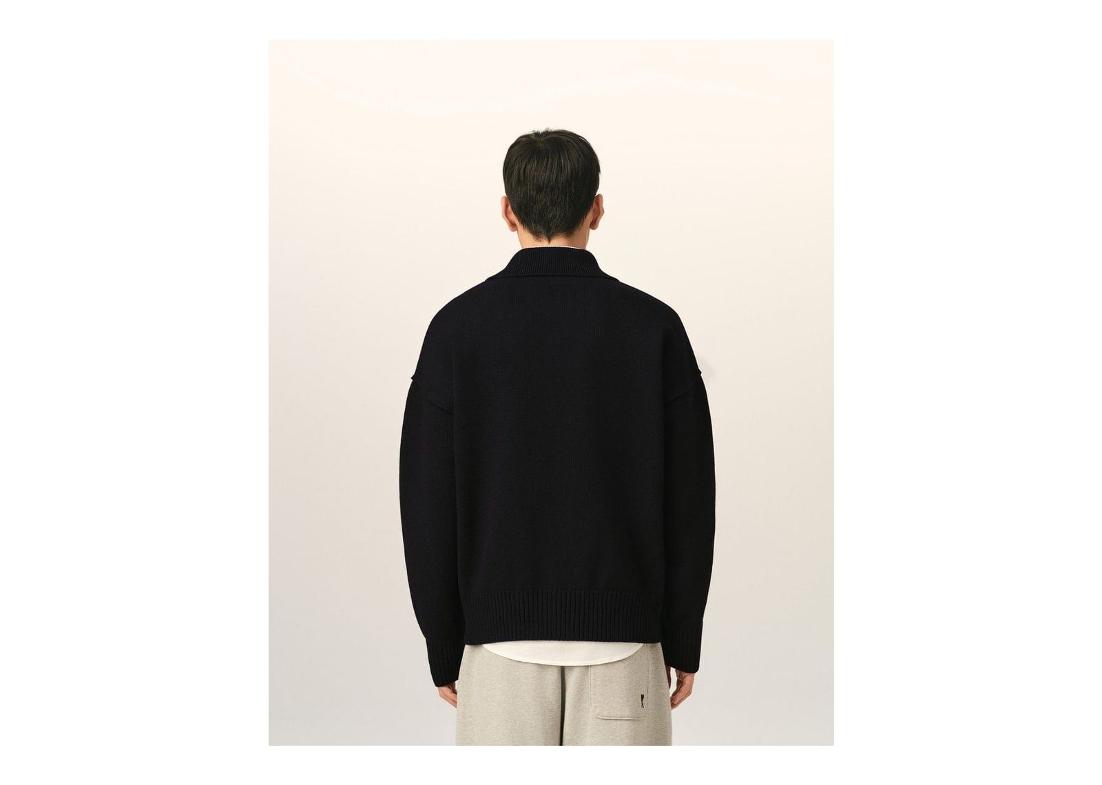 Ami Paris Ami De Coeur Wool Polo Black/Off White - görsel 5