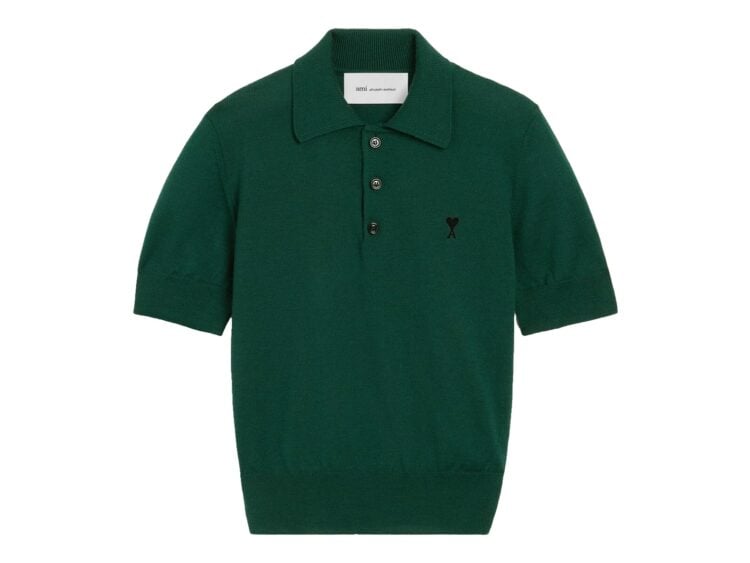 Ami Paris Ami De Coeur Wool Polo Bottle Green/Black (W)