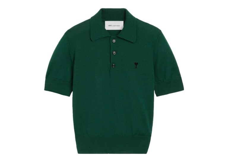 Ami Paris Ami De Coeur Wool Polo Bottle Green/Black (W)