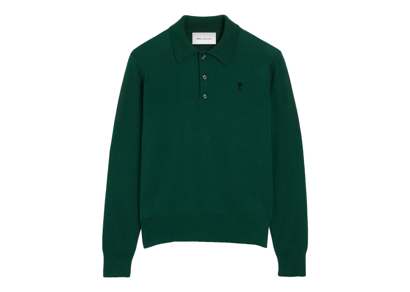 Ami Paris Ami De Coeur Wool Polo Bottle Green/Black