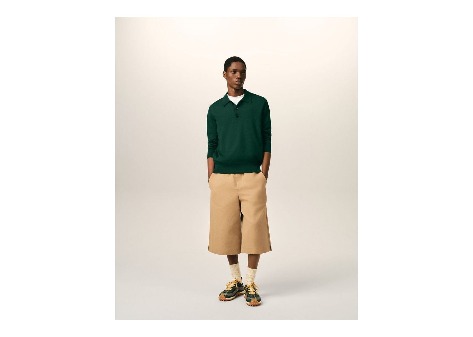 Ami Paris Ami De Coeur Wool Polo Bottle Green/Black - görsel 3