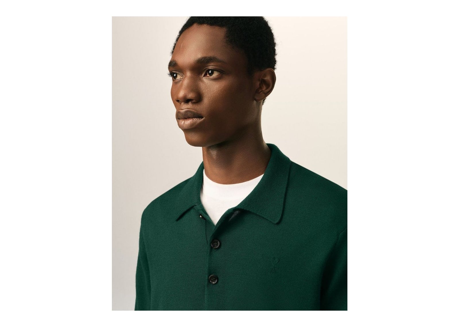 Ami Paris Ami De Coeur Wool Polo Bottle Green/Black - görsel 4