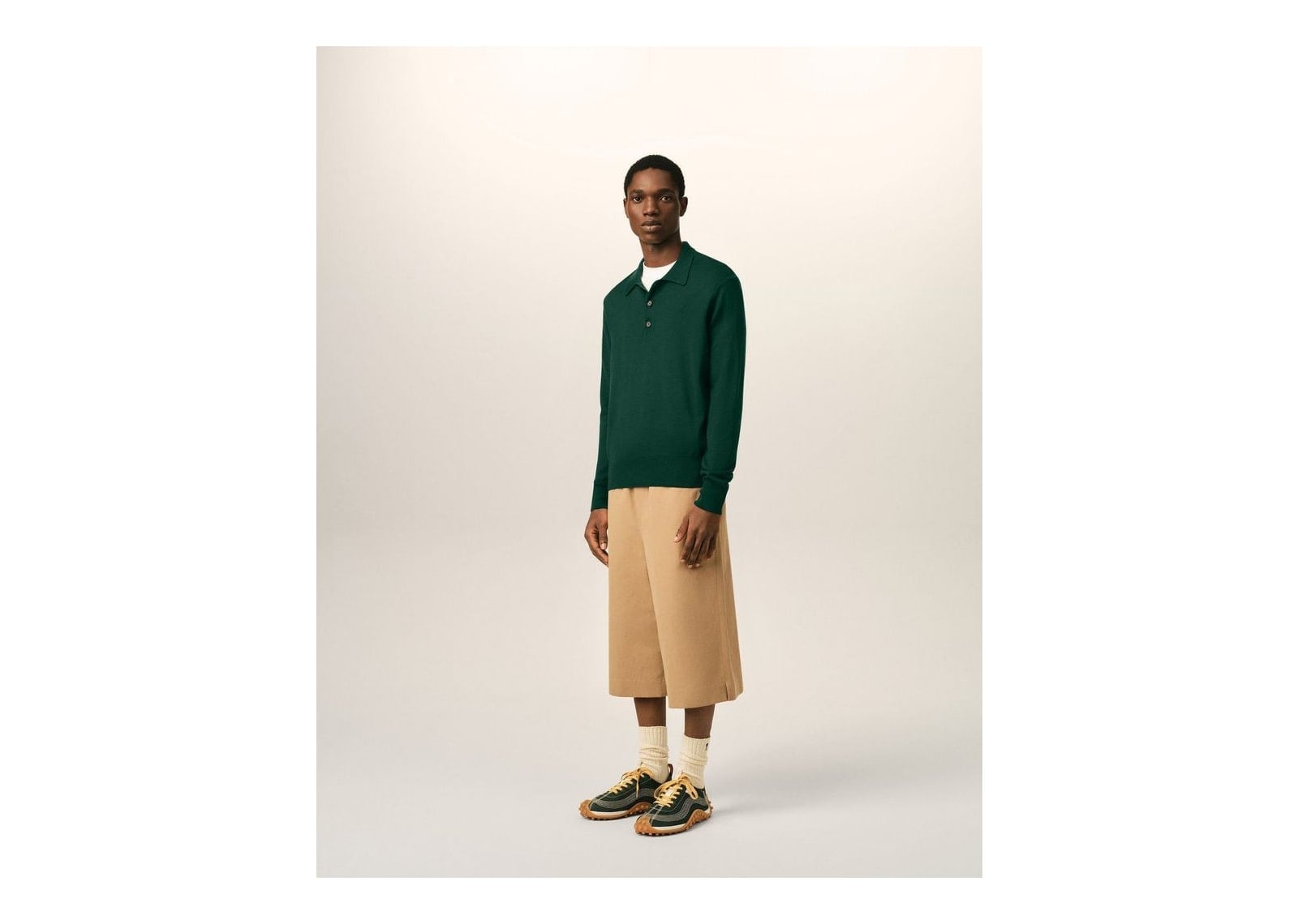 Ami Paris Ami De Coeur Wool Polo Bottle Green/Black - görsel 6