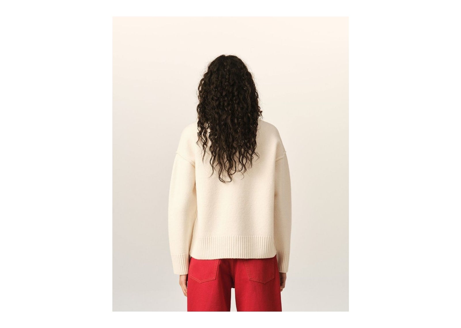 Ami Paris Ami De Coeur Wool Polo Off White/Black - görsel 11