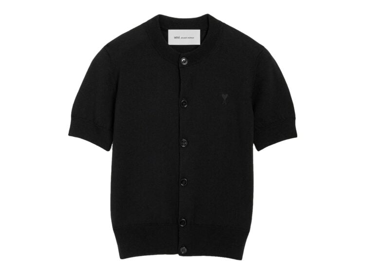 Ami Paris Ami De Coeur Wool Short-Sleeve Cardigan Black/Black (W)
