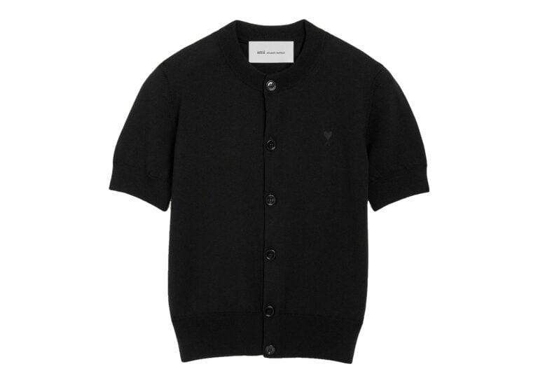Ami Paris Ami De Coeur Wool Short-Sleeve Cardigan Black/Black (W)