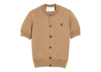 Ami Paris Ami De Coeur Wool Short-Sleeve Cardigan Camel Chine/Black (W)