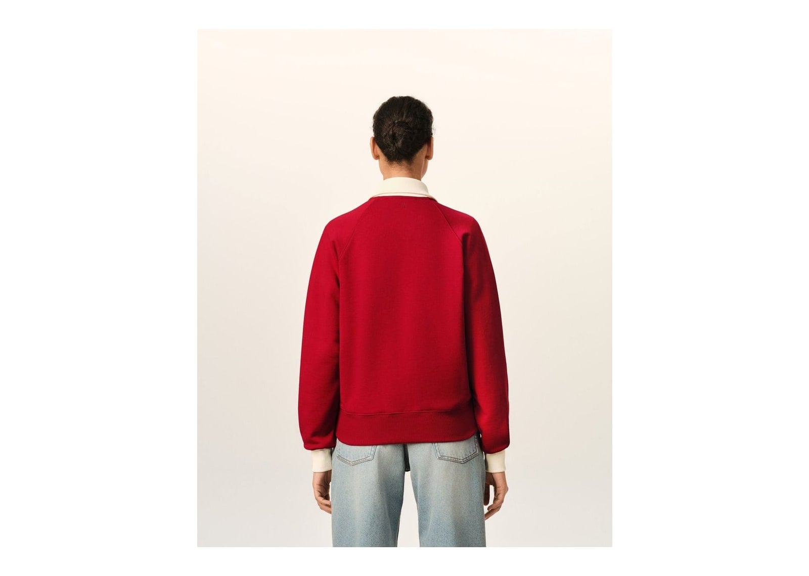 Ami Paris Ami De Coeur Zipped Cotton Sweatshirt Ruby Red/Ivory - görsel 12