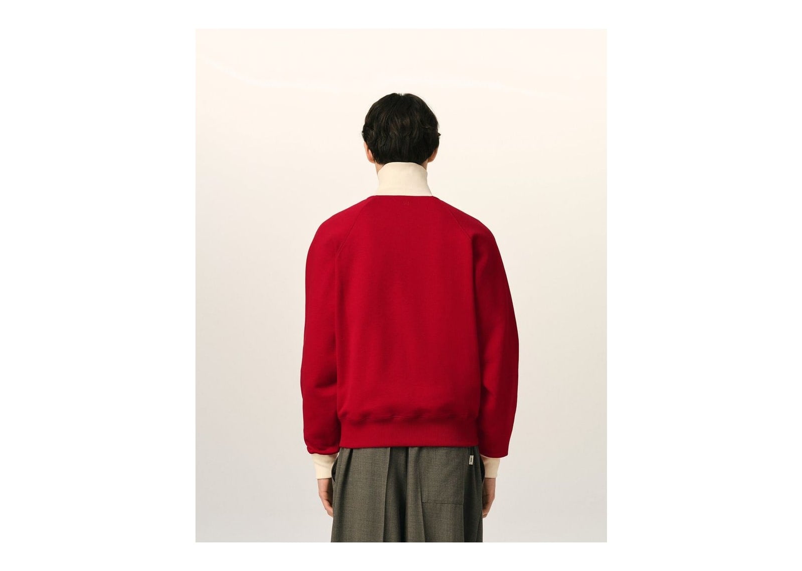 Ami Paris Ami De Coeur Zipped Cotton Sweatshirt Ruby Red/Ivory - görsel 5