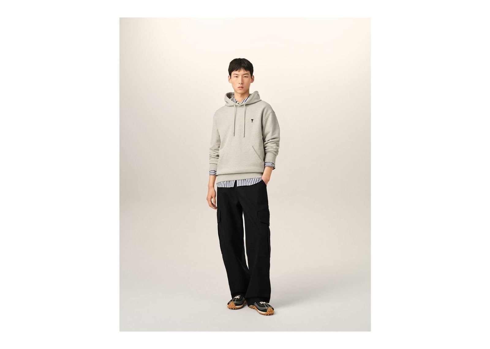 Ami Paris Baggy-Fit Cargo Cotton Trousers Black - görsel 2