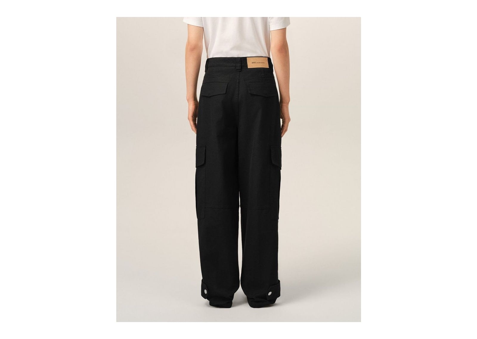 Ami Paris Baggy-Fit Cargo Cotton Trousers Black - görsel 4