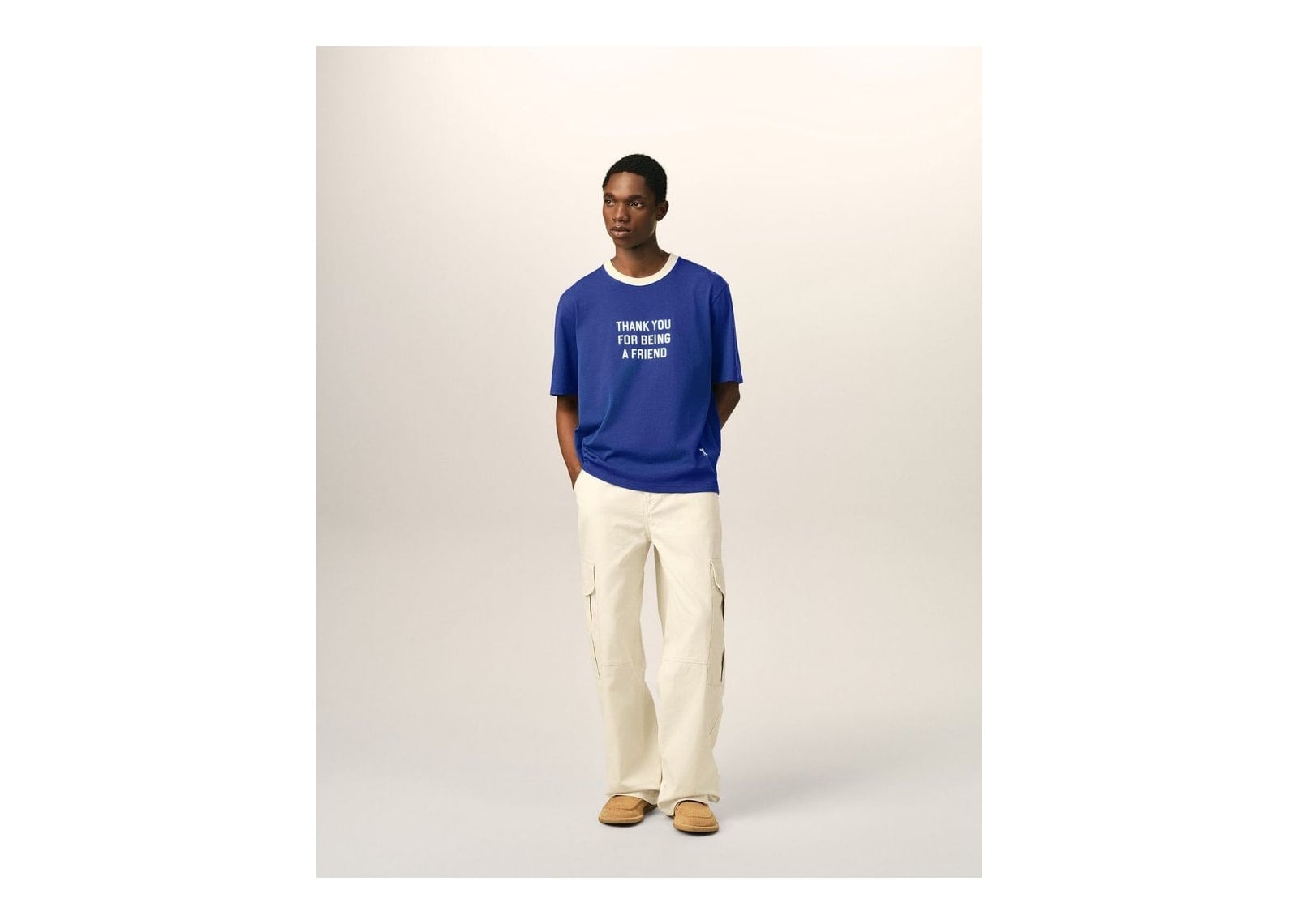 Ami Paris Baggy-Fit Cargo Cotton Trousers Ivory - görsel 2