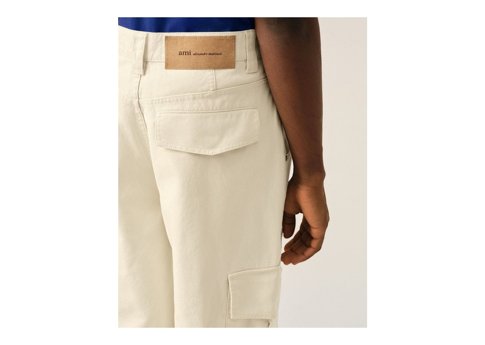 Ami Paris Baggy-Fit Cargo Cotton Trousers Ivory - görsel 5