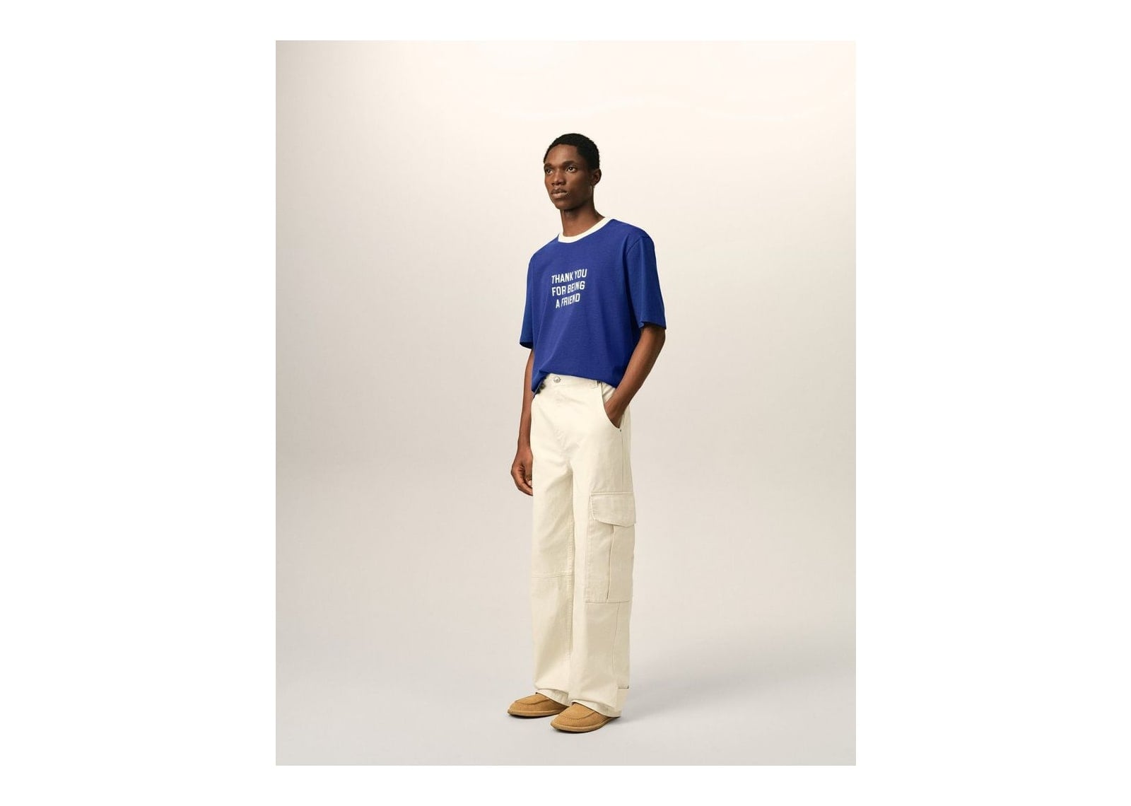 Ami Paris Baggy-Fit Cargo Cotton Trousers Ivory - görsel 6